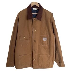 VTG Carhartt 6BLC Blanket Lined Canvas Duck Jacket Men's 52 Brown Made In USA